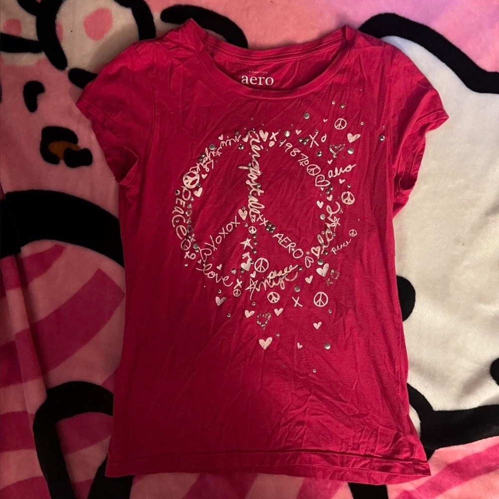 Hot pink peace sign shirt from Aeropostale with cute little gems
